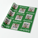 Merry Christmas with One Square Photo - green Wrapping Paper Merry Christmas with One Square Photo - green Wrapping Paper
