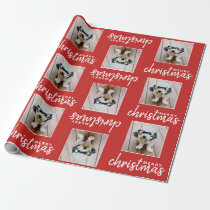 Merry Christmas with One Square Photo - red Wrapping Paper Merry Christmas with One Square Photo - red Wrapping Paper