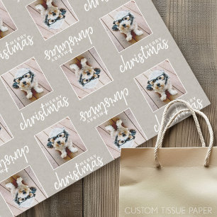 Merry Christmas with One Square Photo taupe Tissue Paper