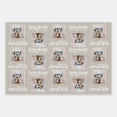 Merry Christmas with One Square Photo taupe Wrapping Paper Sheets (Front 3)