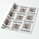 Merry Christmas with One Square Photo - white Wrapping Paper Merry Christmas with One Square Photo - white Wrapping Paper