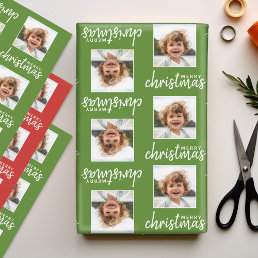 Merry Christmas with One Square Photo Wrapping Paper Sheets
