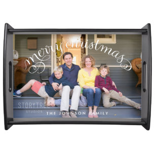 Merry Christmas With Photo Serving Tray