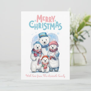 Merry Christmas with Polar Bears Holiday Flat Card