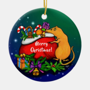 Merry Christmas with Rat Prince Ceramic Ornament