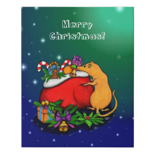 Merry Christmas with Rat Prince Faux Canvas Print