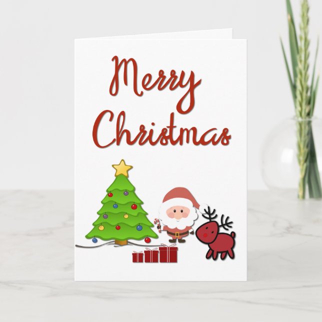 Merry Christmas with Santa and Rudolph Card (Front)