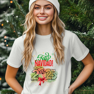 Merry Christmas with Santa Claus and Watercolor Ba T-Shirt