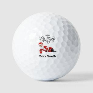Merry Christmas with Santa Claus and your name Golf Balls