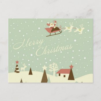 Merry Christmas With Santa Claus  Rudolfs  In Snow Holiday Postcard by storechichi at Zazzle