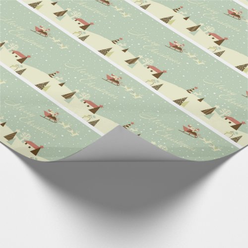 Merry Christmas with Santa Claus Rudolfs in snow Wrapping Paper
