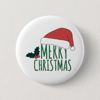 merry christmas with santa hat button