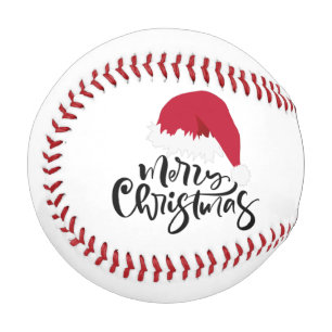 Merry Christmas with Santa hat on the top Basebal Baseball