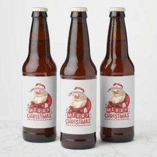 Merry Christmas with Santa Holiday Xmas Beer Bottle Label