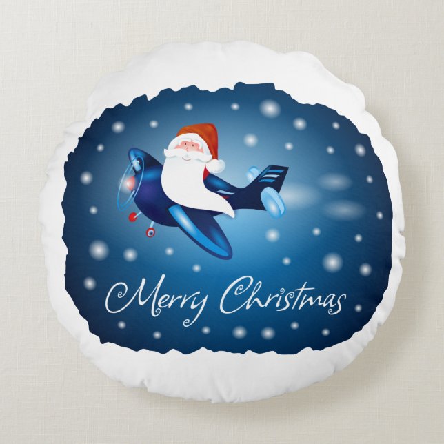 Merry Christmas with Santa Round Pillow (Front)