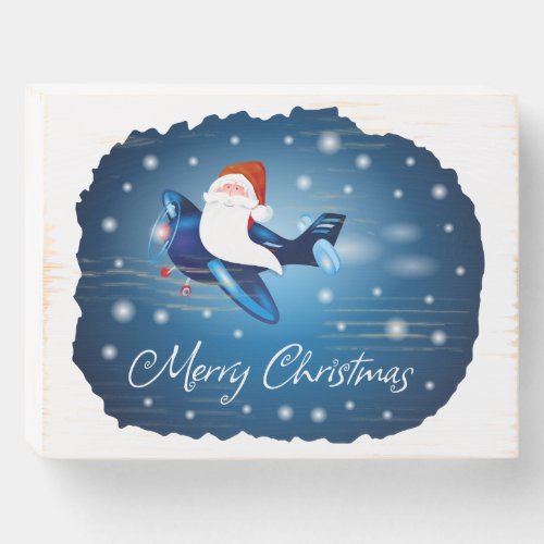 Merry Christmas with Santa Wooden Box Sign