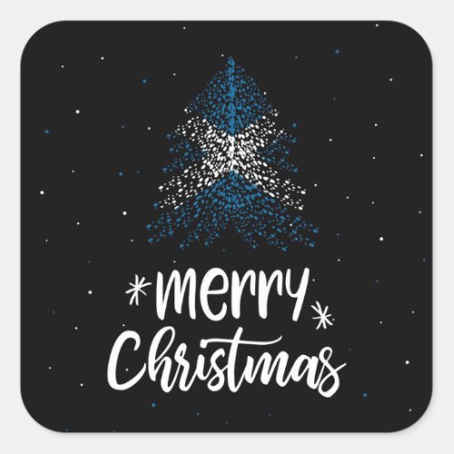 Merry Christmas with Scotland flag Square Sticker