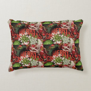***MERRY CHRISTMAS*** WITH SILVER BACK ACCENT PILLOW