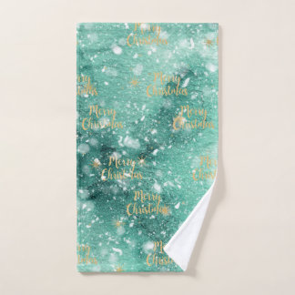 Merry Christmas With Snowflakes Hand Towel