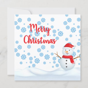Merry Christmas with Snowflakes, Snowman w/ Scarf Invitation