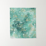 Merry Christmas With Snowflakes Tapestry<br><div class="desc">Merry Christmas with snowflakes on green background. Atmospheric Christmas in watercolor style. Christmas gift for romantics.</div>