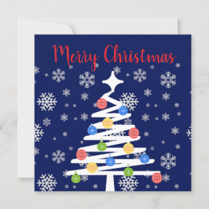 Merry Christmas with Snowflakes, Tree, & Ornaments Invitation