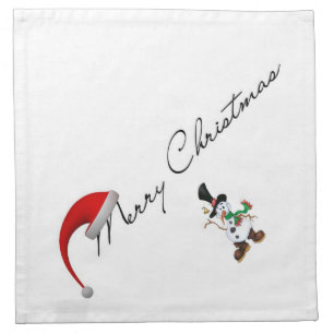 Merry Christmas with Snowman Cloth Napkin