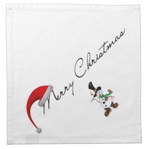 Merry Christmas with Snowman Cloth Napkin