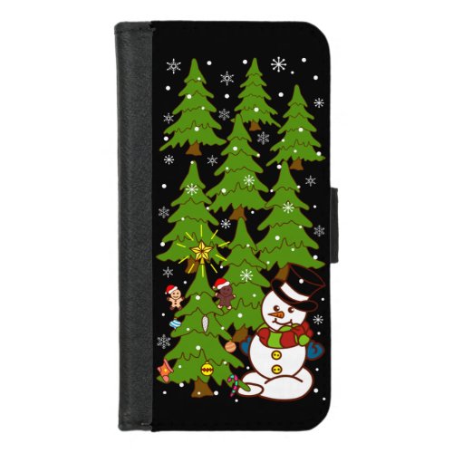 MERRY CHRISTMAS WITH SNOWMAN iPhone 87 WALLET CASE