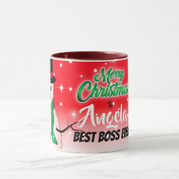 Merry Christmas with Snowman on Best Boss Ever Mug