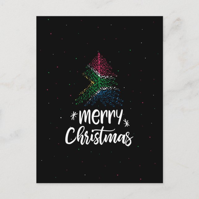 Merry Christmas with South Africa flag Holiday Postcard (Front)