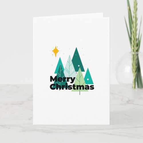 Merry Christmas with tree and north star Card