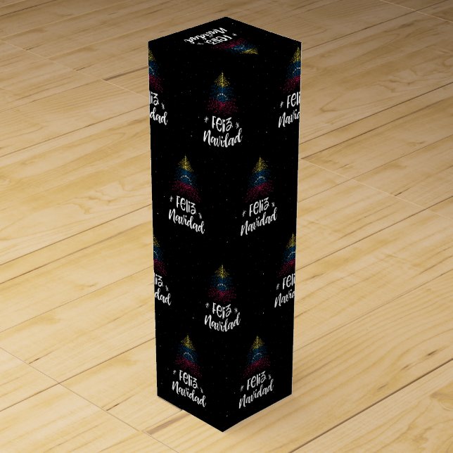 Merry Christmas with Venezuela  flag Wine Box (Front)