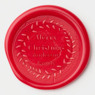 Merry Christmas with Wreath and Name Template Wax Seal Sticker