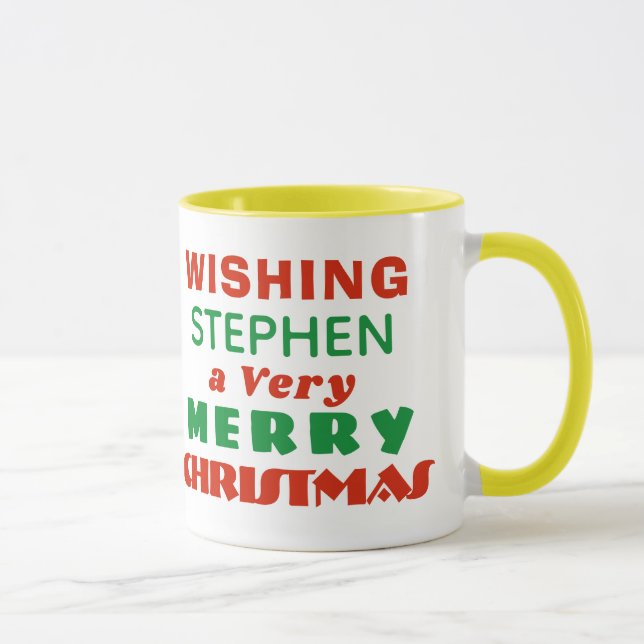 Merry Christmas with Your Image and Name Choice Mug (Right)