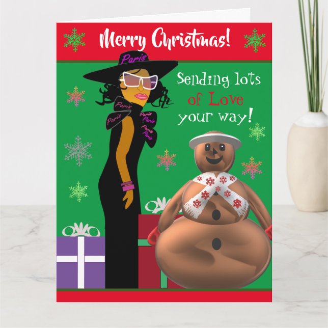 Merry Christmas Women African American Christmas  Card (Front)