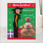 Merry Christmas Women African American Christmas  Card<br><div class="desc">This card features a stylish African American Woman with a black dress, hat, and glasses. standing beside an African American snowman. Get this cute card for a family member, friend, or associate. Feel free to customize this card by changing the text, the font, or color. Just click on the personalize...</div>