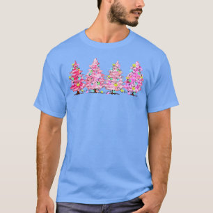 merry Christmas womens pink tree christmas leopard T-Shirt