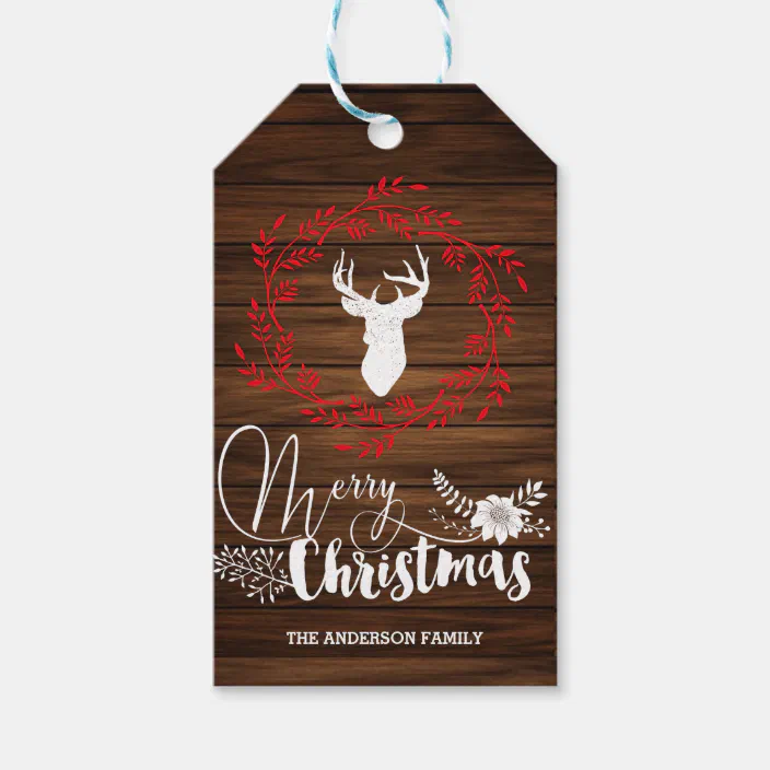 Merry Christmas Wooden Gift Tags x 10 