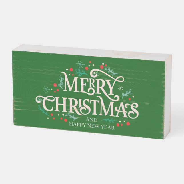 Merry Christmas Wooden Box Sign (Angled Horizontal)