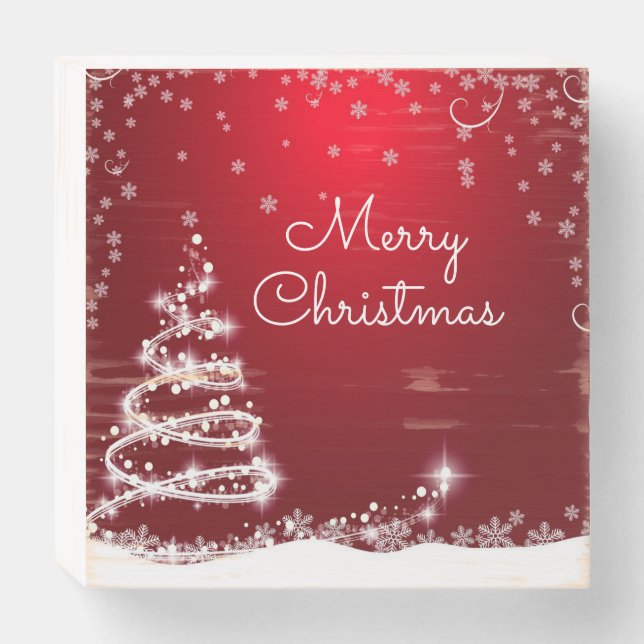 Merry Christmas Wooden Box Sign (Front Horizontal)
