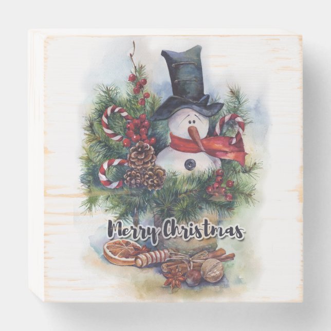 Merry Christmas  Wooden Box Sign (Front Horizontal)