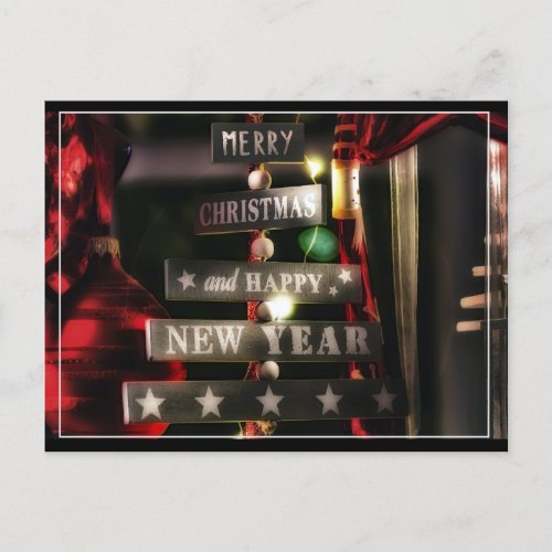 Merry Christmas Wooden Signage Postcard