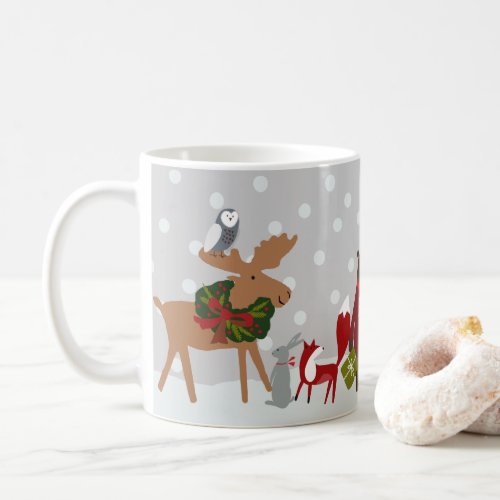 Merry Christmas Woodland Animals Snow Personalized Coffee Mug