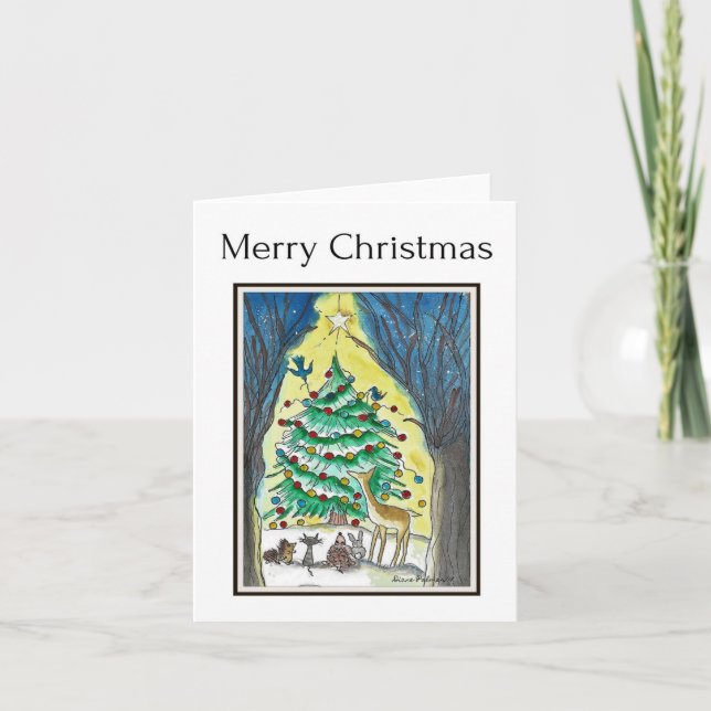Merry Christmas, Woodland Creatures Art Card (Front)