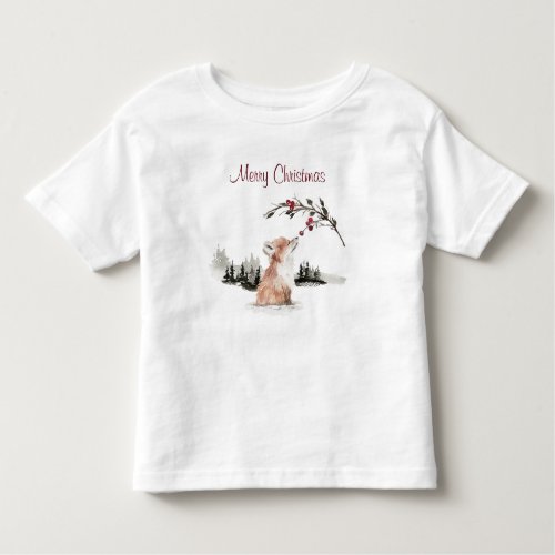 Merry Christmas Woodland Fox Toddler T_shirt