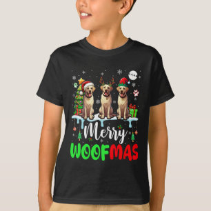 Merry Christmas Woof Three Santa Elf Labrador Retr T-Shirt