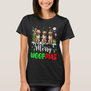 Merry Christmas Woof Three Santa Elf Labrador Retr T-Shirt