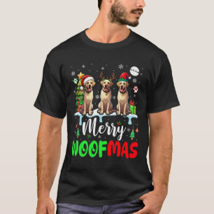 Merry Christmas Woof Three Santa Elf Labrador Retr T-Shirt