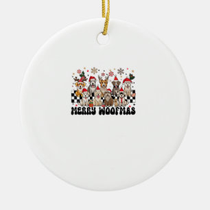 Merry Christmas Woofmas Dog Lovers Puppies Santa R Ceramic Ornament